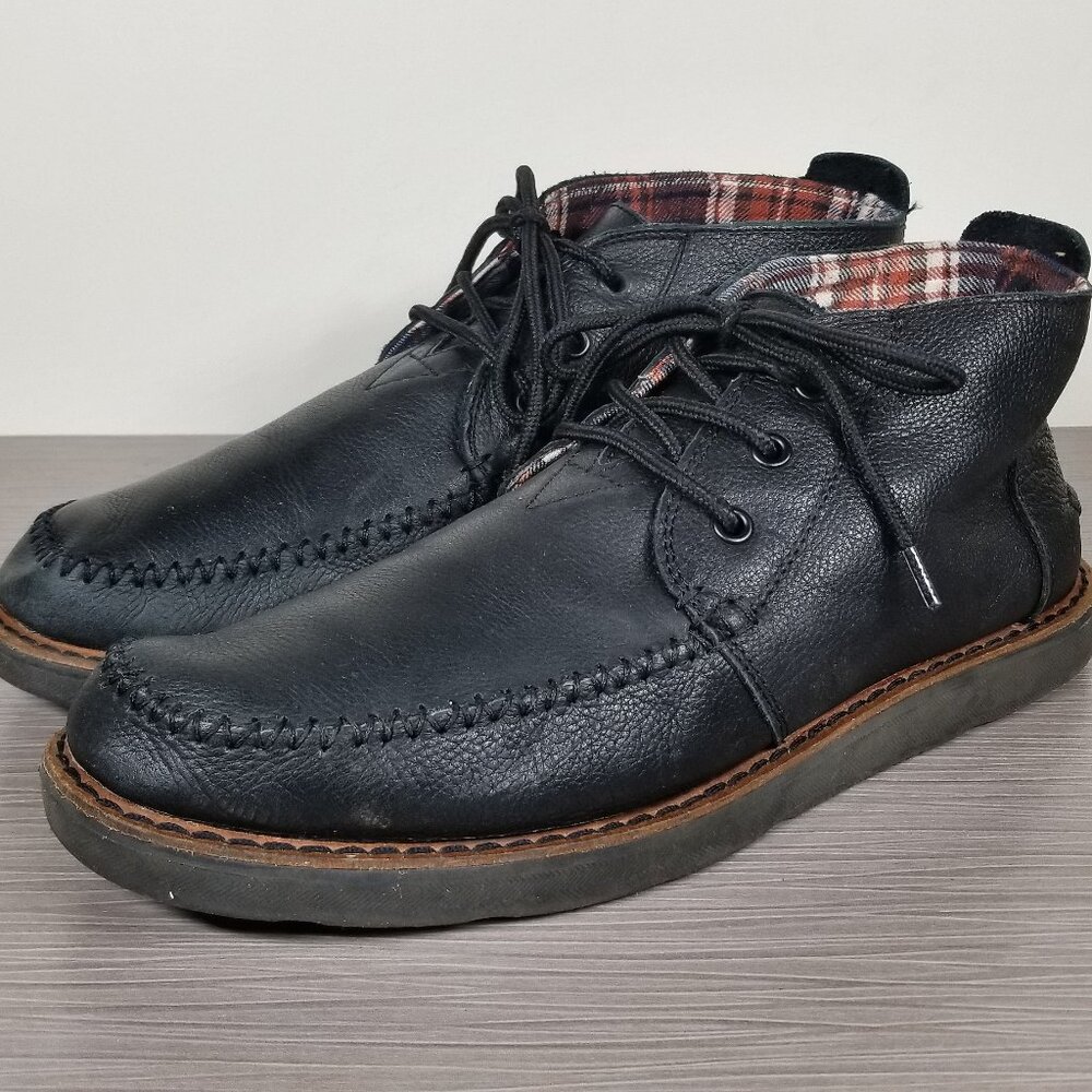 Toms Lace-up Chukka Boots, Black Leather, Mens Size 10 M / 43